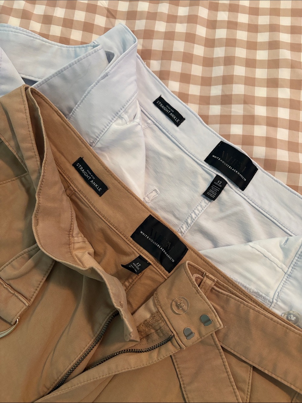 White House Black Market White & Tan Straight Ankle Chinos